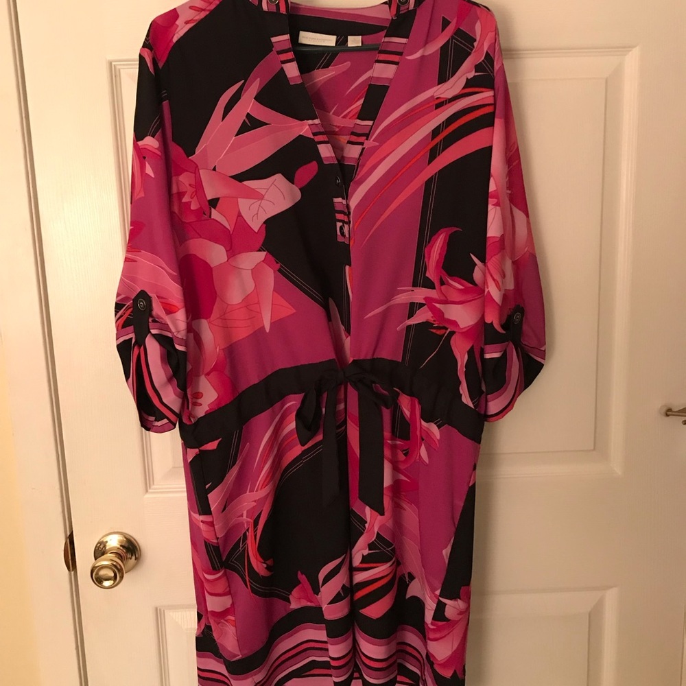 NY & co. magenta and pink flower print dress